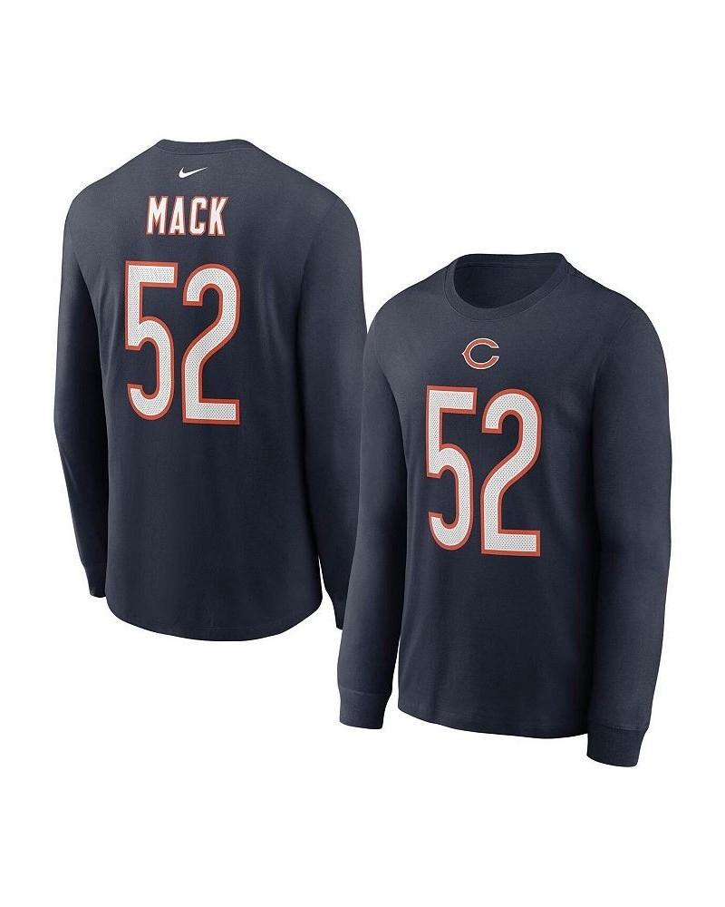 Men's Khalil Mack Navy Chicago Bears Player Name Number Long Sleeve T-shirt $16.40 T-Shirts