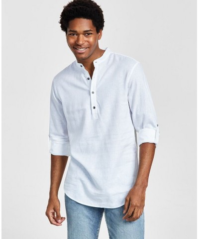 Men's Regular-Fit Linen Popover Shirt White $20.40 Shirts