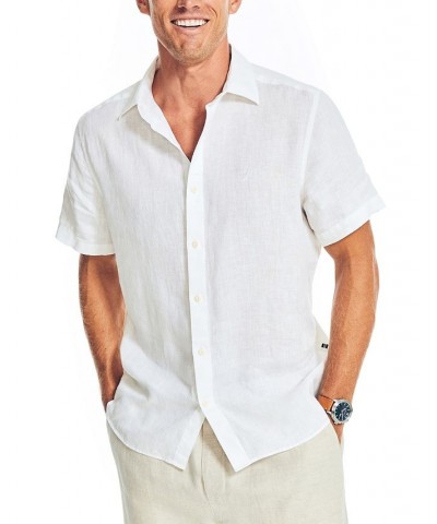 Men's Classic-Fit Solid Linen Short-Sleeve Shirt White $29.25 Shirts