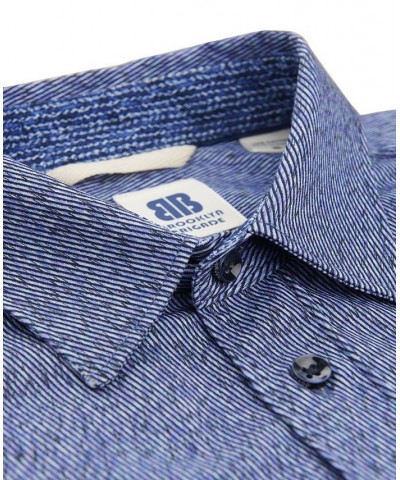 Men's Lapis Liquid Knit Long Sleeve Button Up Shirt Blue $44.88 Shirts