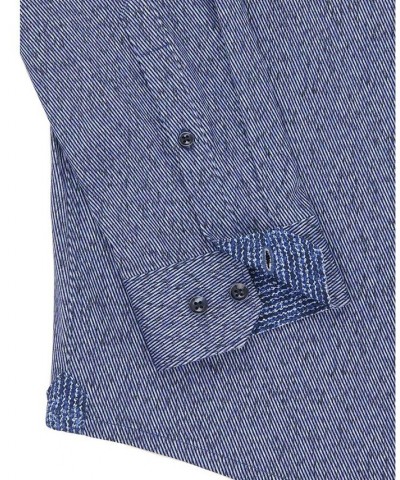 Men's Lapis Liquid Knit Long Sleeve Button Up Shirt Blue $44.88 Shirts