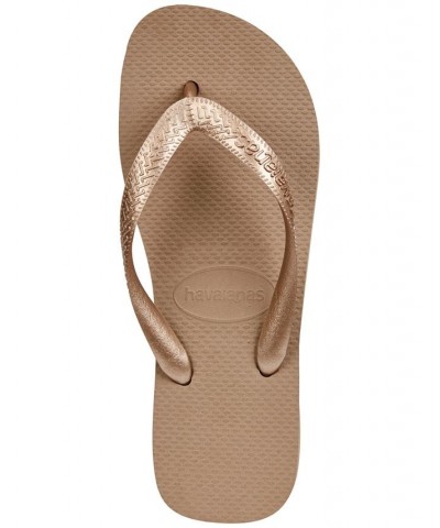 Women's Top Tiras Flip-Flops Gold $18.87 Shoes