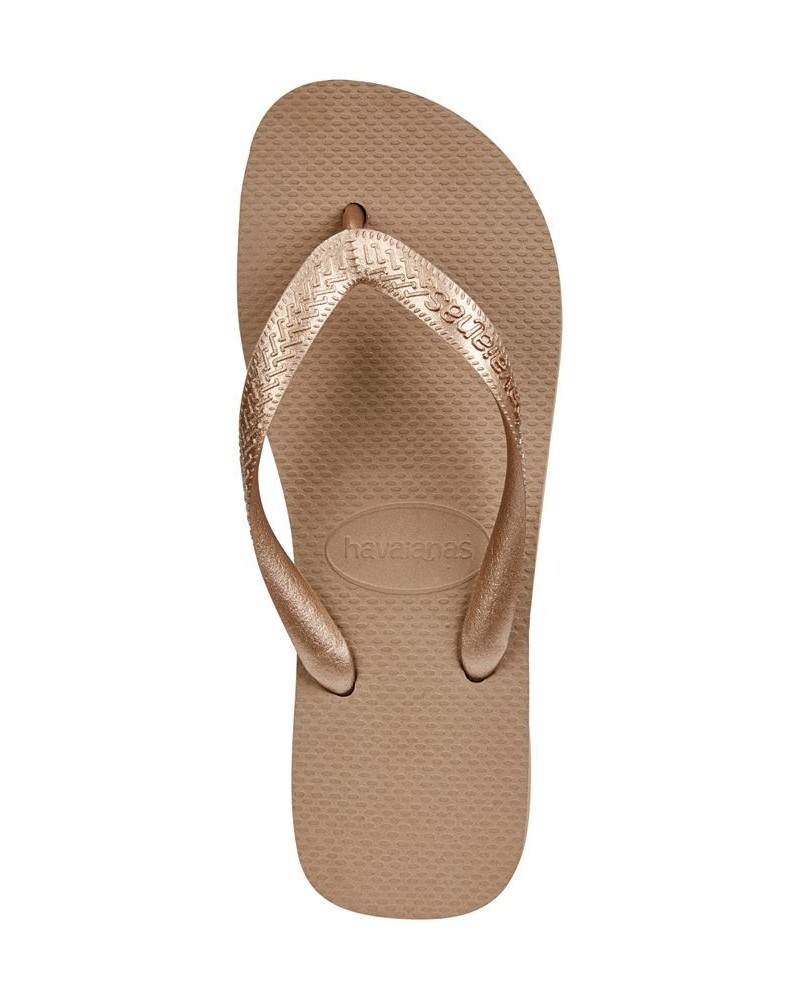 Women's Top Tiras Flip-Flops Gold $18.87 Shoes