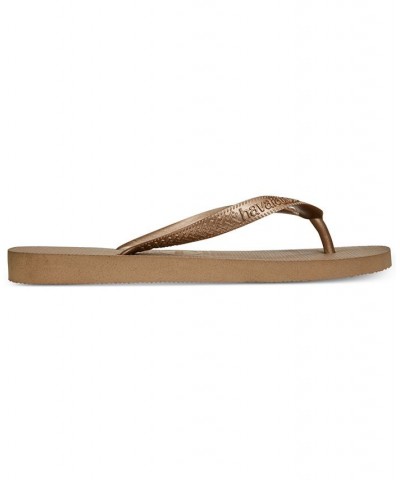 Women's Top Tiras Flip-Flops Gold $18.87 Shoes