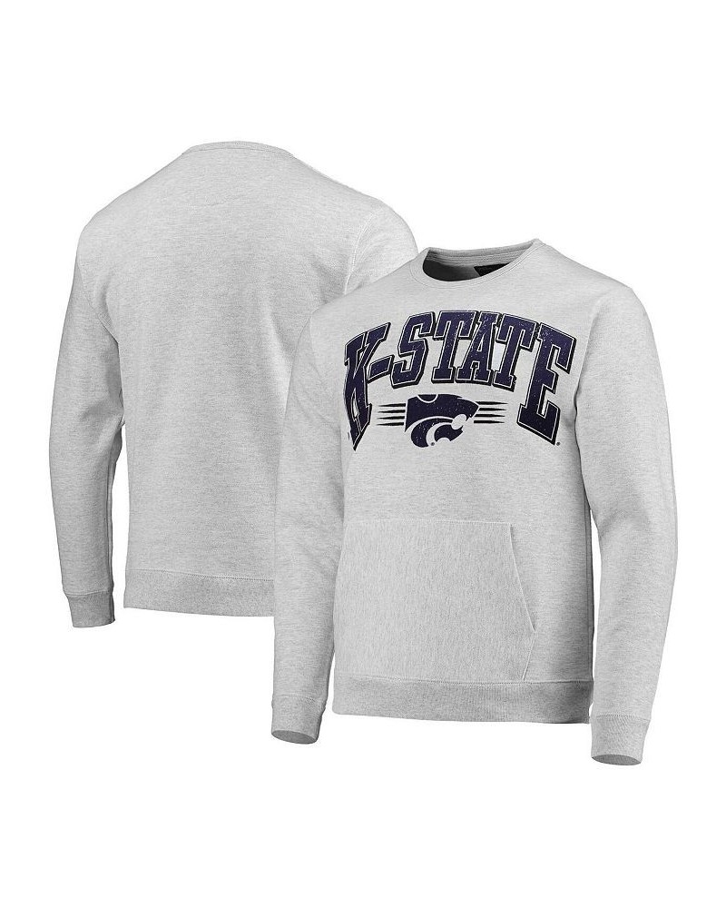 Men's Heathered Gray Kansas State Wildcats Upperclassman Pocket Pullover Sweatshirt $35.25 Sweatshirt