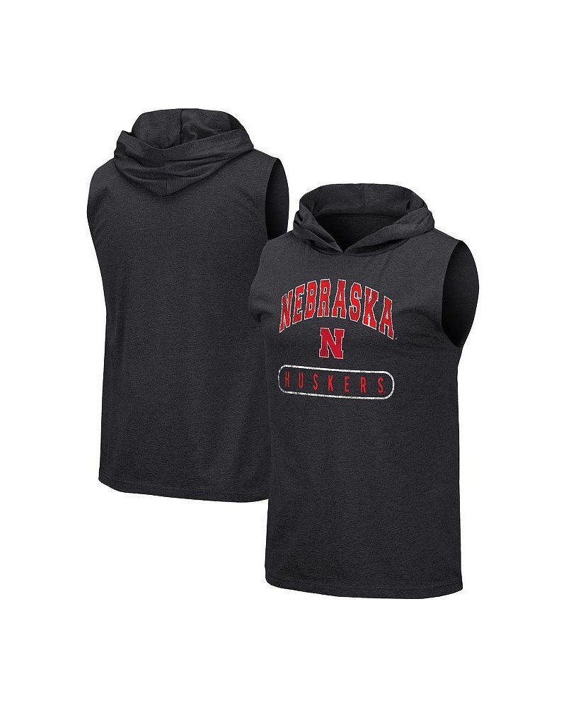 Men's Black Nebraska Huskers Varsity Team Hoodie Tank Top $20.39 T-Shirts