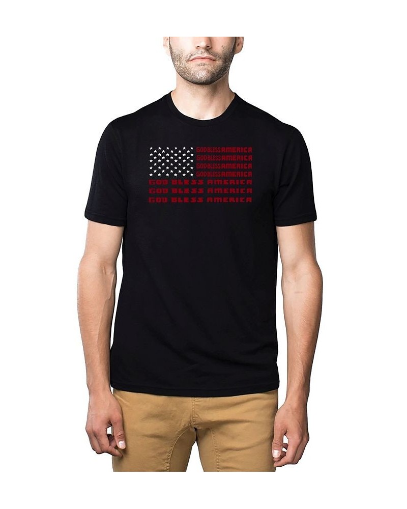 Men's Premium Word Art God Bless America T-shirt Black $25.64 T-Shirts