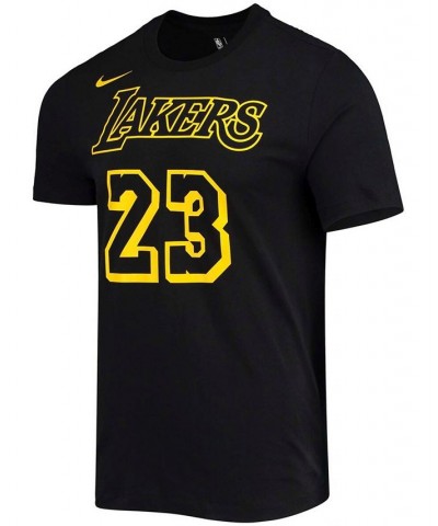 Men's LeBron James Black Los Angeles Lakers Name and Number Mamba T-shirt $20.15 T-Shirts