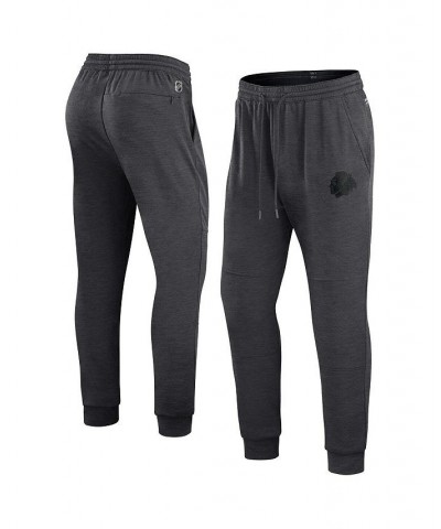 Men's Branded Heather Charcoal Chicago Blackhawks Authentic Pro Road Jogger Sweatpants $38.00 Pants