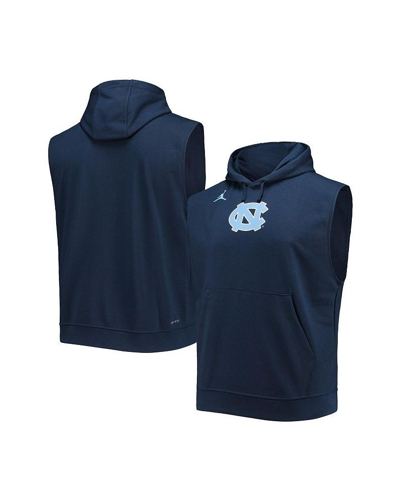 Men's Brand Navy North Carolina Tar Heels Logo Performance Sleeveless Pullover Hoodie $37.09 T-Shirts