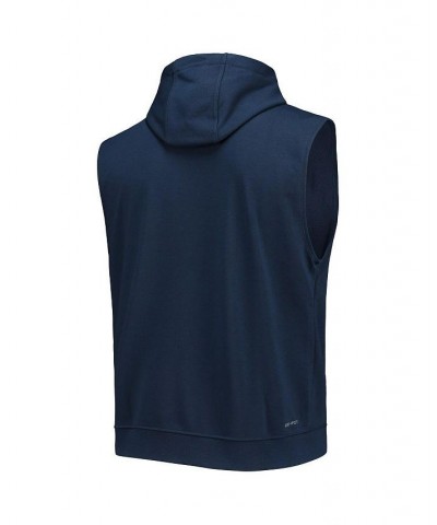 Men's Brand Navy North Carolina Tar Heels Logo Performance Sleeveless Pullover Hoodie $37.09 T-Shirts