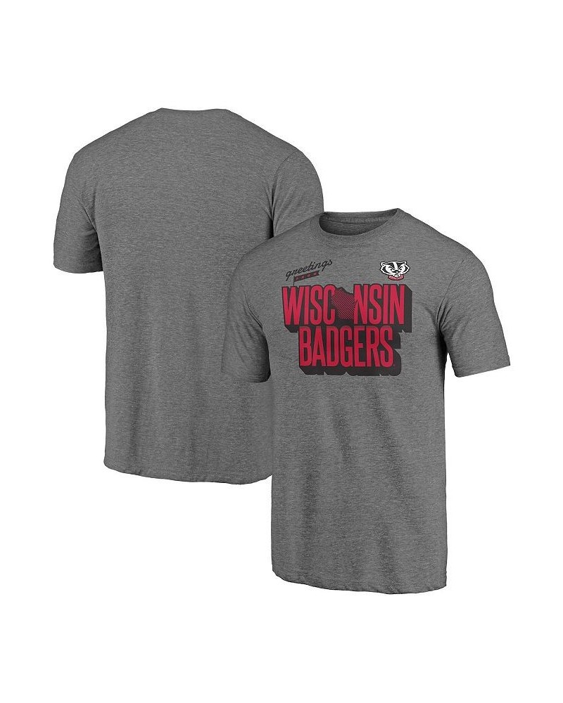 Men's Branded Heathered Gray Wisconsin Badgers Hometown Tri-Blend T-shirt $13.76 T-Shirts