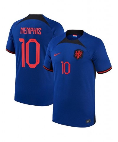 Men's Memphis Depay Blue Netherlands National Team 2022/23 Away Breathe Stadium Replica Player Jersey $63.00 Jersey