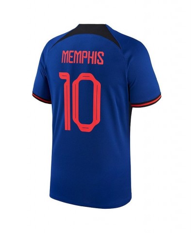 Men's Memphis Depay Blue Netherlands National Team 2022/23 Away Breathe Stadium Replica Player Jersey $63.00 Jersey