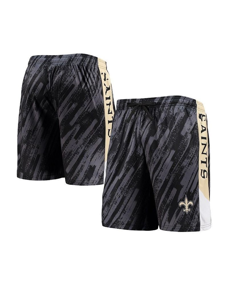 Men's Black New Orleans Saints Static Mesh Shorts $26.39 Shorts