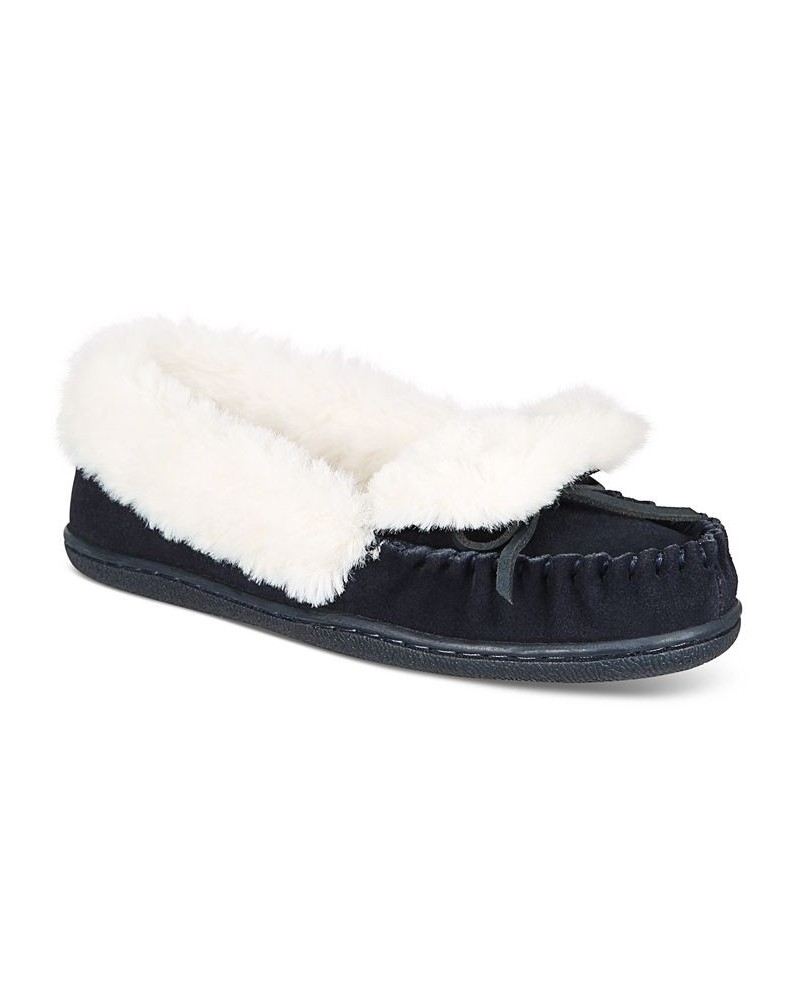 Dorenda Moccasin Slippers Blue $23.03 Shoes