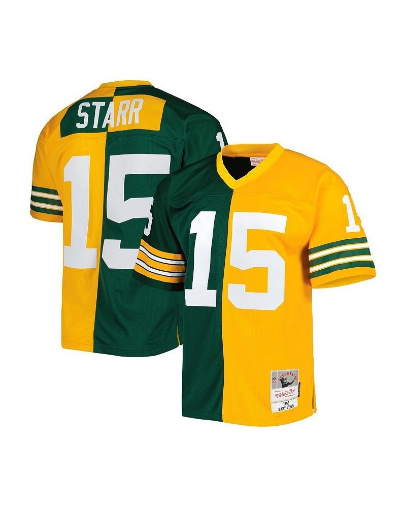 Men's Bart Starr Green, Gold Green Bay Packers 1969 Split Legacy Replica Jersey $81.40 Jersey