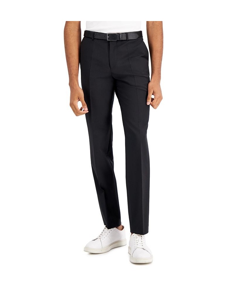 Men's Modern-Fit Wool Superflex Suit Separate Pants Black $40.30 Suits