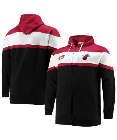 Men's Red, Black Miami Heat Big and Tall Colorblock Wordmark Tripod Full-Zip Hoodie $33.63 Sweatshirt