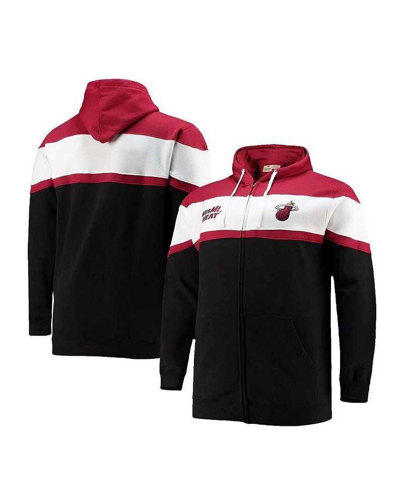 Men's Red, Black Miami Heat Big and Tall Colorblock Wordmark Tripod Full-Zip Hoodie $33.63 Sweatshirt