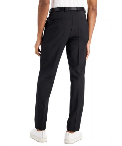 Men's Modern-Fit Wool Superflex Suit Separate Pants Black $40.30 Suits