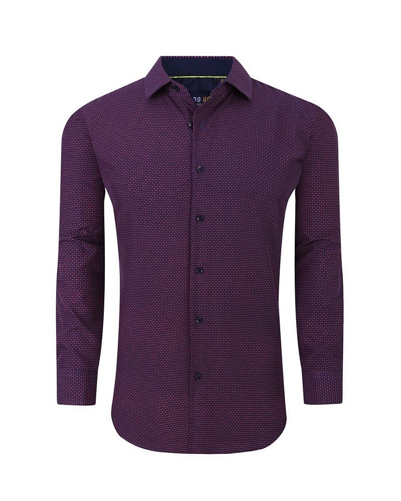 Men's Geometric Four-Way Stretch Button Down Shirt Red $18.54 Shirts