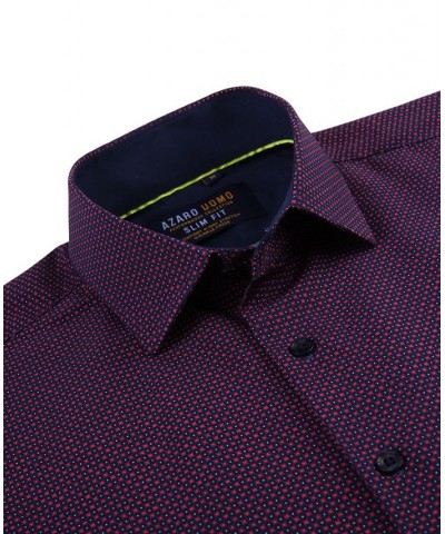 Men's Geometric Four-Way Stretch Button Down Shirt Red $18.54 Shirts