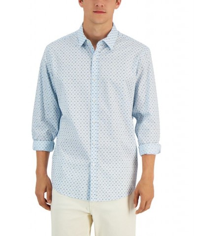Men's Ramal Geometric-Print Shirt Blue $17.64 Shirts
