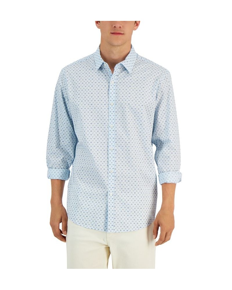 Men's Ramal Geometric-Print Shirt Blue $17.64 Shirts