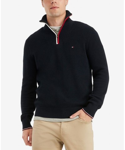 Men's Manhattan Quarter Zip Sweater Blue $32.49 Sweaters