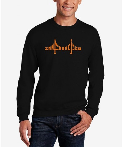 Men's San Francisco Bridge Word Art Crew Neck Sweatshirt Black $29.49 Sweatshirt