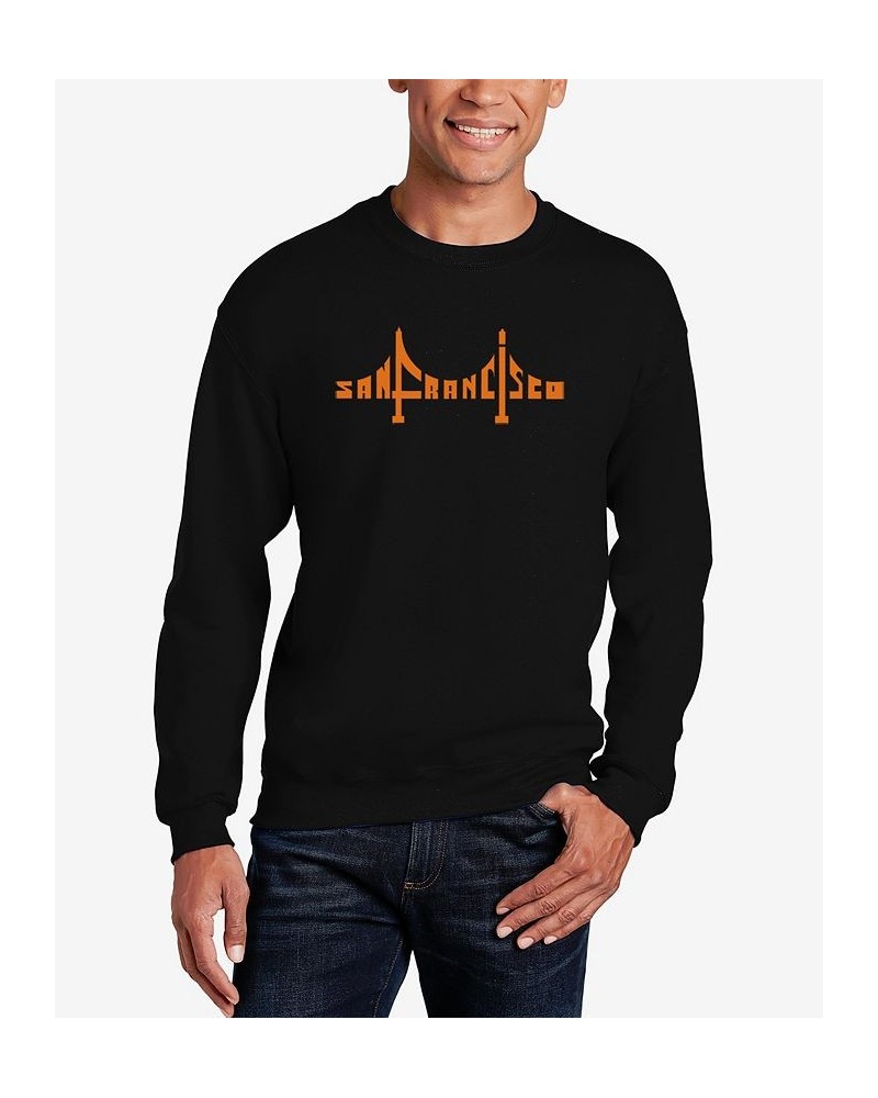 Men's San Francisco Bridge Word Art Crew Neck Sweatshirt Black $29.49 Sweatshirt