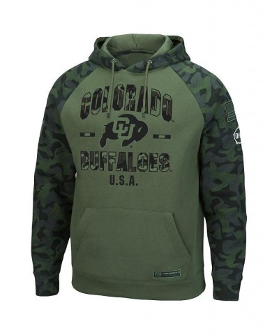 Men's Olive, Camo Colorado Buffaloes OHT Military-Inspired Appreciation Raglan Pullover Hoodie $38.99 Sweatshirt