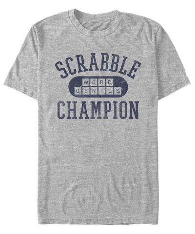 Men's Scrabble Champion Short Sleeve Crew T-shirt Gray $19.24 T-Shirts