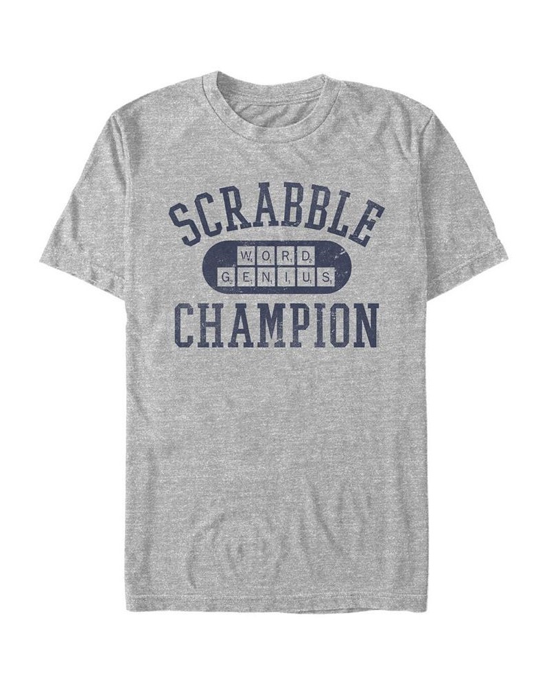 Men's Scrabble Champion Short Sleeve Crew T-shirt Gray $19.24 T-Shirts