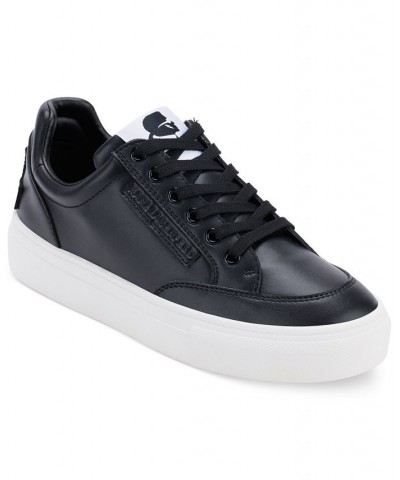 Women's Calico Patch Lace-Up Low-Top Sneakers Black $47.68 Shoes