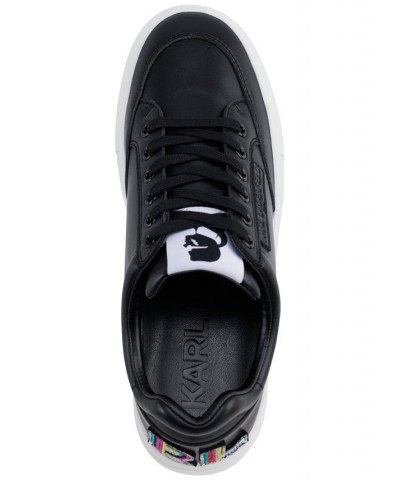 Women's Calico Patch Lace-Up Low-Top Sneakers Black $47.68 Shoes