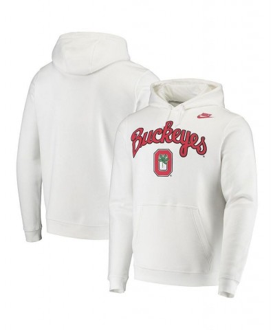 Men's White Ohio State Buckeyes Script Vintage-Like School Logo Pullover Hoodie $38.25 Sweatshirt