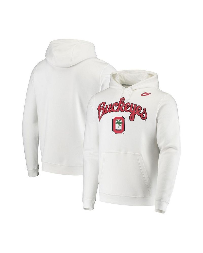 Men's White Ohio State Buckeyes Script Vintage-Like School Logo Pullover Hoodie $38.25 Sweatshirt