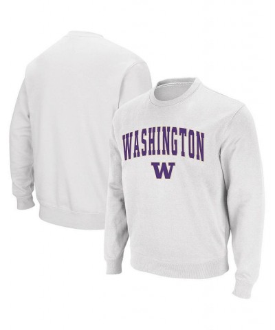 Men's White Washington Huskies Arch & Logo Crew Neck Sweatshirt $28.80 Sweatshirt