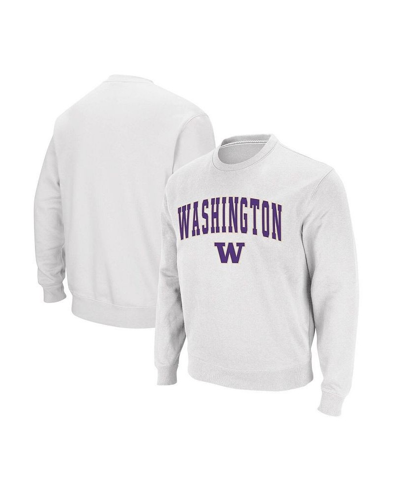 Men's White Washington Huskies Arch & Logo Crew Neck Sweatshirt $28.80 Sweatshirt