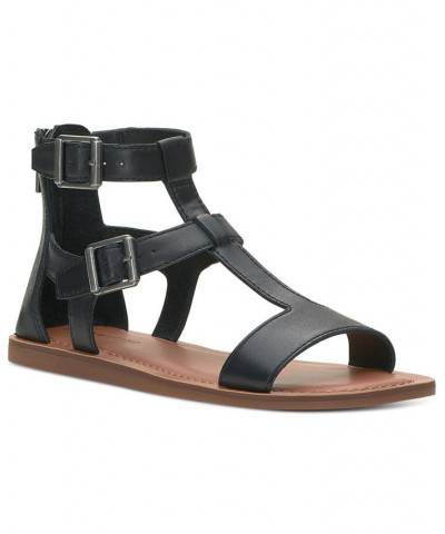 Women's Brelin Gladiator Flat Sandals Black $46.28 Shoes