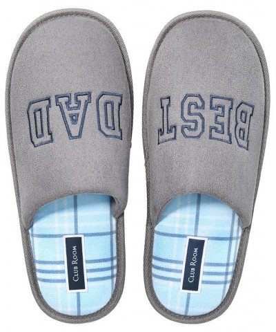 Men's Best Dad Embroidered Slippers Gray $11.48 Shoes