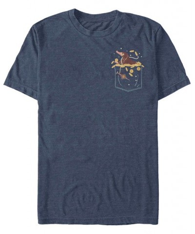 Men's Fantastic Beasts Niffler Pocket Short Sleeve T-shirt Blue $16.80 T-Shirts