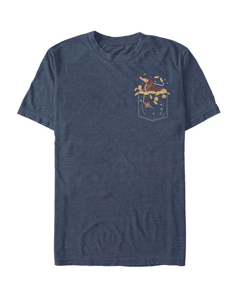 Men's Fantastic Beasts Niffler Pocket Short Sleeve T-shirt Blue $16.80 T-Shirts