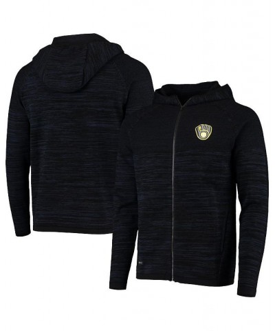Men's Black, Heathered Navy Milwaukee Brewers Insignia Genesis Slub Raglan Full-Zip Hoodie $65.60 Sweatshirt