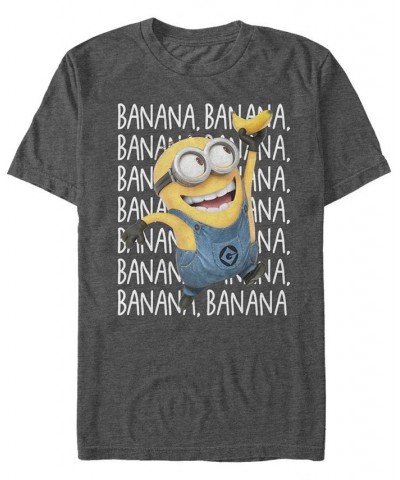 Minions Illumination Men's Despicable Me Bananas Short Sleeve T-Shirt Gray $19.94 T-Shirts