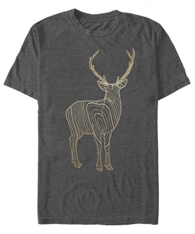 Men's Stag Tree Grain Short Sleeve Crew T-shirt Gray $19.59 T-Shirts
