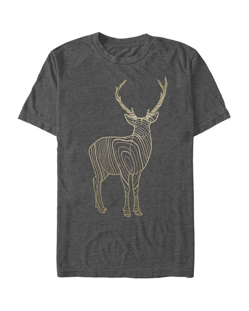 Men's Stag Tree Grain Short Sleeve Crew T-shirt Gray $19.59 T-Shirts