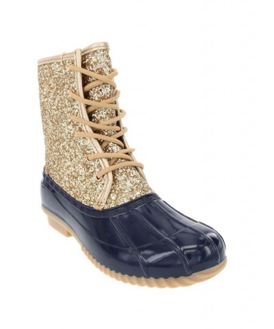 Women's Skylar Glitter Duck Boots Yellow $30.80 Shoes